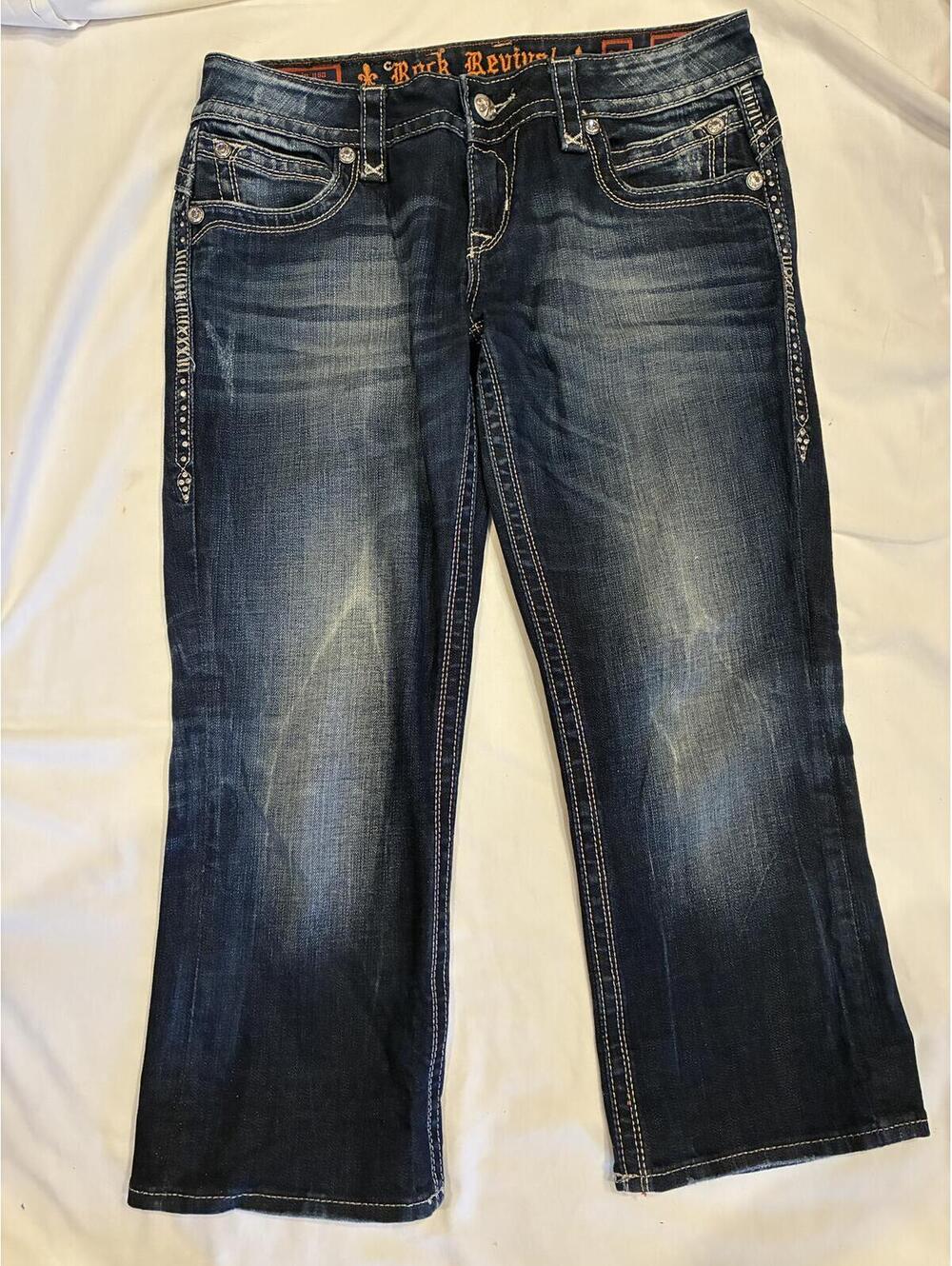 Rock Revival Womans W28 Gwen Easy Capri Straight/Cuffed Denim Jeans